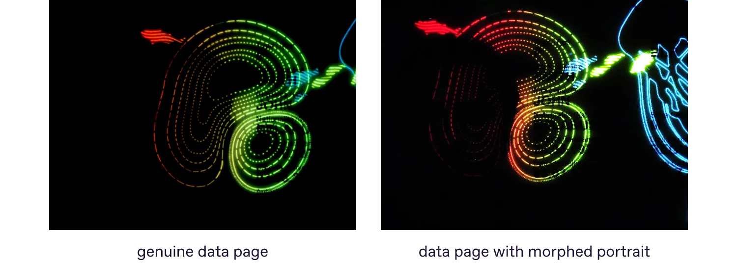 overlapping of the UV pattern with the morphed photo
